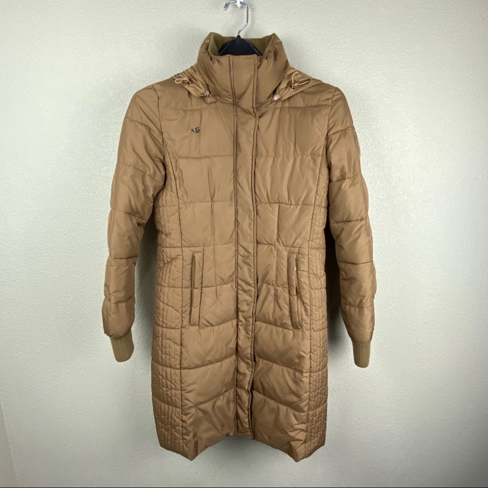 Esprit puffer padded quilted long hooded coat S